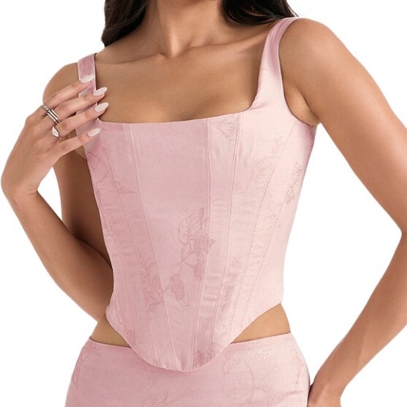 House of CB 'Rafa' pink floral satin longline corset size Small Cup A/C - Picture 7 of 7